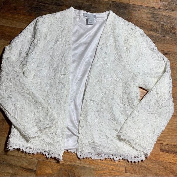 H&M white open coverlet lace mid sleeve small F - Picture 1 of 8